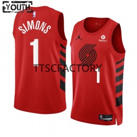 Portland Trail Blazers Anfernee Simons 1 Nike 2022-23 Statement Edition Punainen Lasten Pelipaidat Swingman